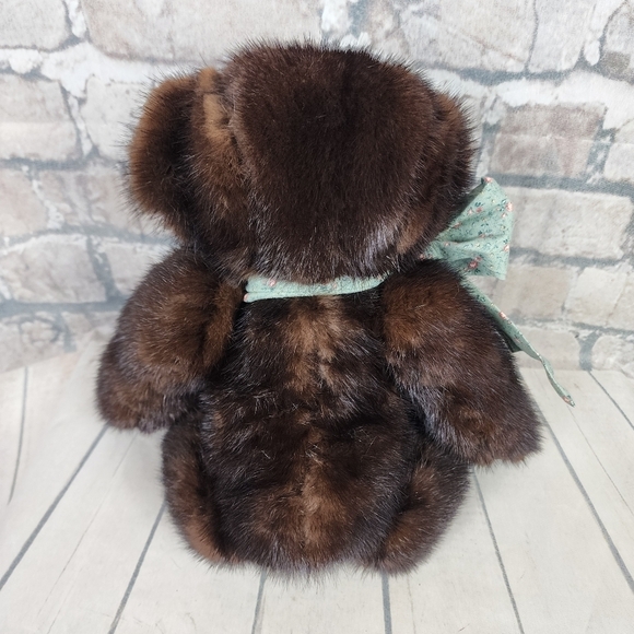 Vintage Handcrafted Genuine  Mink Fur Teddy Bear Jointed 19" Tall - Picture 8 of 16